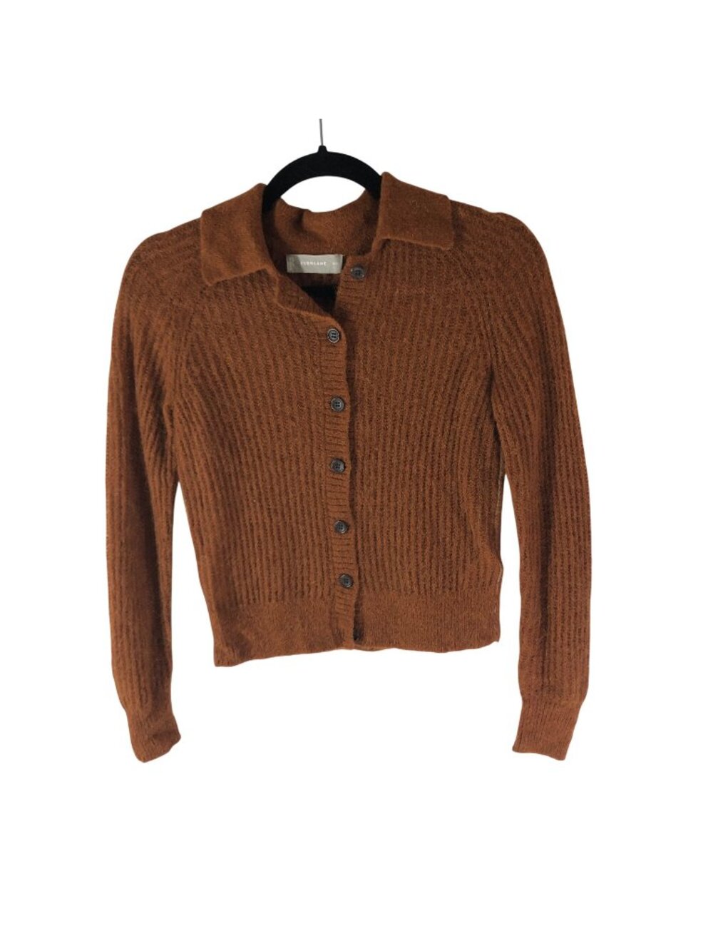 Everlane Womens Sweater The Alpaca Collared Cardigan Knit Brown Waffle XXS